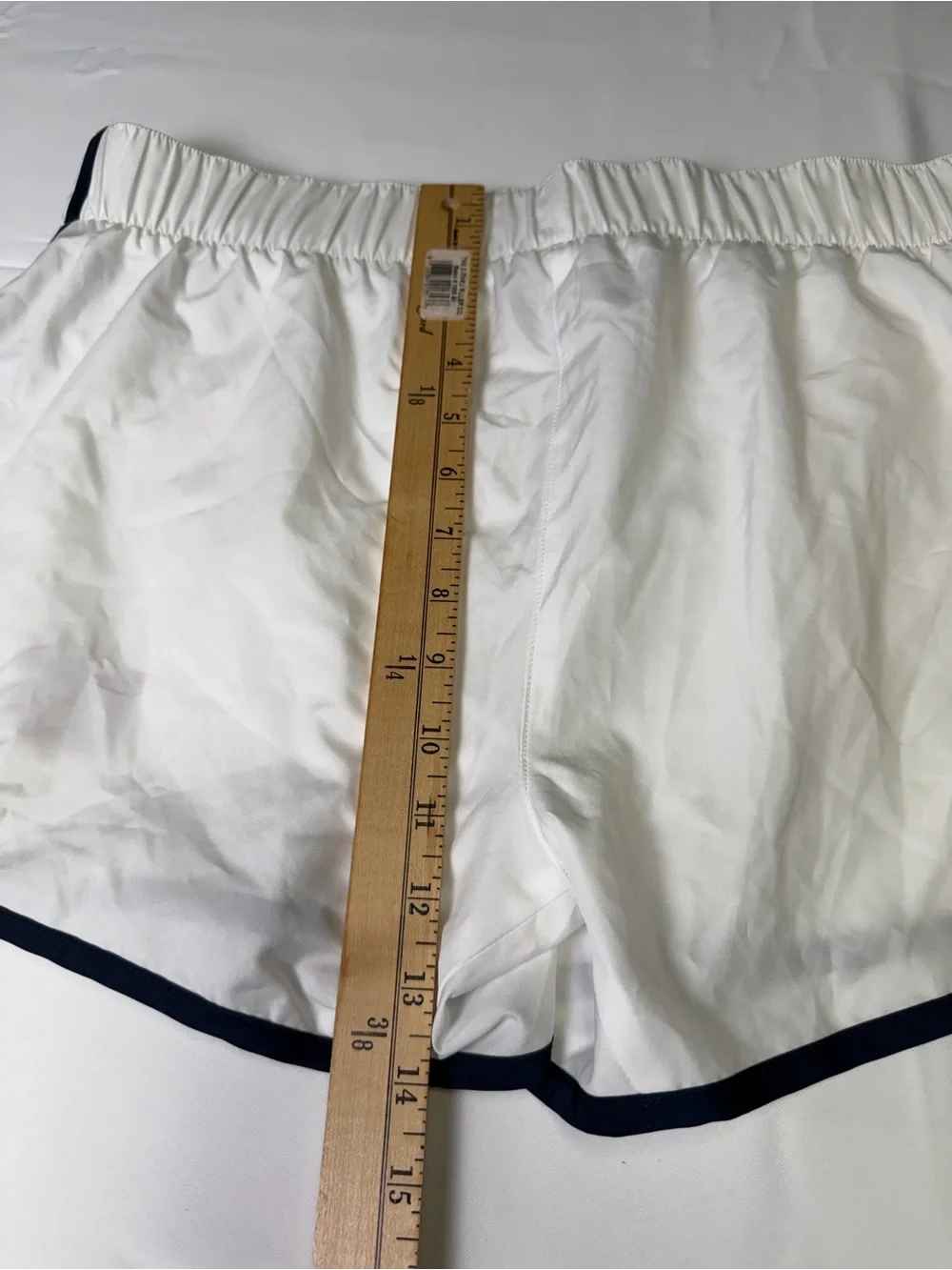 adidas USA White Athletic Shorts with lining panty - Navy Trim size Large ! EUC - Picture 13 of 14